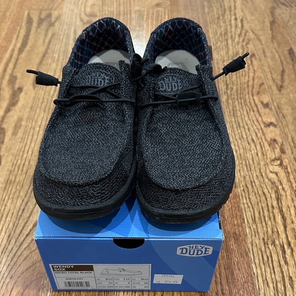 Hey Dude Wendy Sox Micro Total Black Shoes - Picture 1 of 1